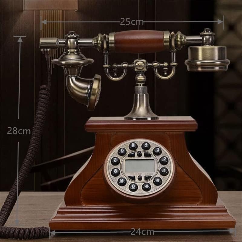 N/A Solid Wood Antique Stenish Touch Touch Dial Landline โทรศัพท์ Electronic Bell, Blue Backlight+Handsfree+Caller