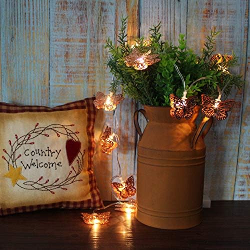 Cvhomedeco Rose Gold Metal Butterfly LED สตริงไฟแบตเตอรี่ใช้งานกับตัวจับเวลาสำหรับงานแต่งงานที่บ้านวันเกิดวันวาเลนไทน์และการตกแ?