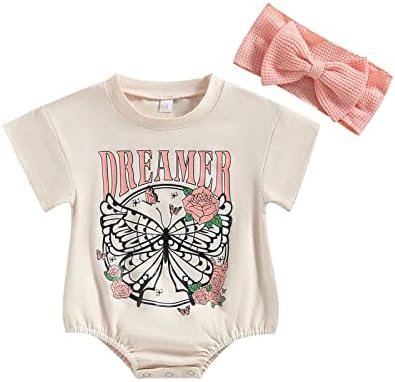 เสื้อผ้าเด็กทารกแรกเกิด Bubble แขนสั้น Romper Butterfly เสื้อยืดขนาดใหญ่ Onesie ชุดฤดูร้อนน่ารัก+แถบคาดศีรษะ