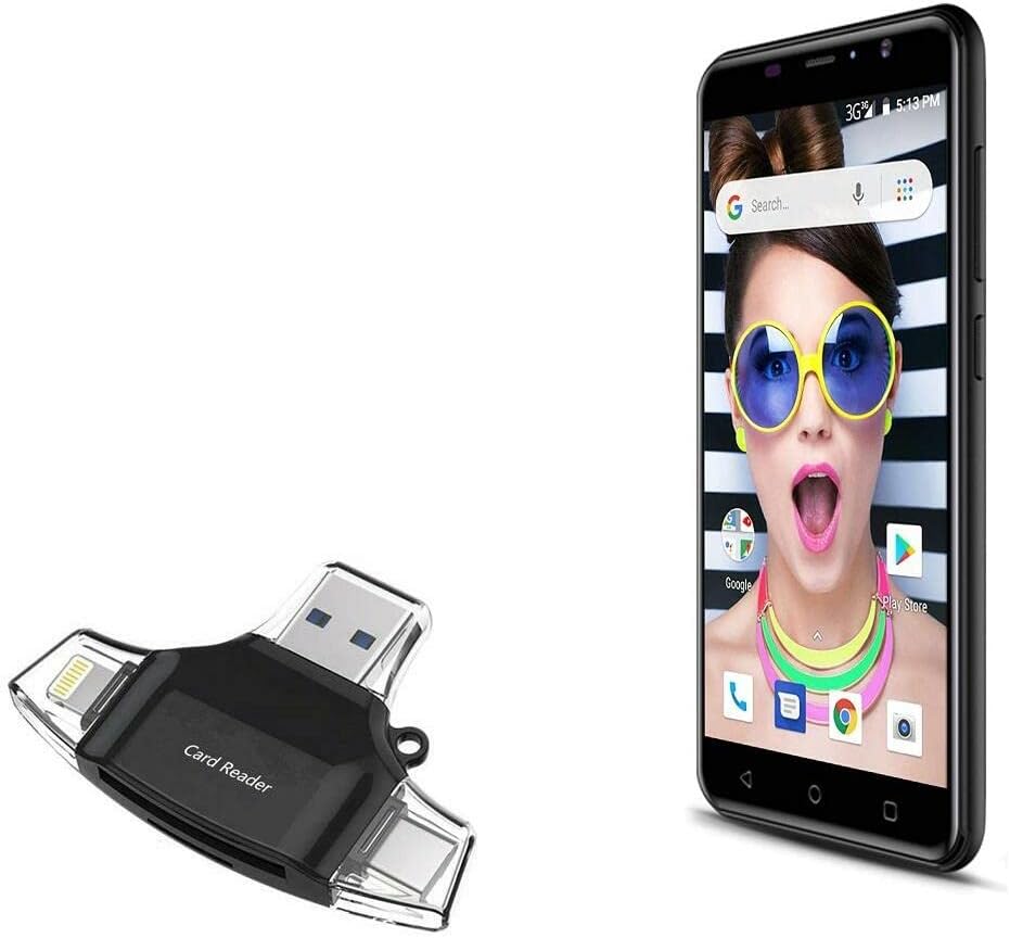 BoxWave Smart Gadget เข้ากันได้กับ Yezz Andy 5E5 - เครื่องอ่านการ์ด Allreader SD, เครื่องอ่านการ์ด MicroSD SD