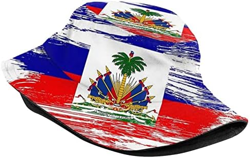 แฟชั่น Haiti Haitian Flag Bucket Hat Summer Travel Bucket Beach Sun Hat Unisex Haitian Cap Outdoor Cap