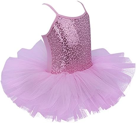 Iefiel Girls Sequined Camisole Ballet Dance Tutu Dress Ballerina Leotard Sparkle Dance Wear เครื่องแต่งกายปาร์ตี้