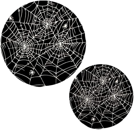 Halloween Web Trivets สำหรับอาหารจานร้อนที่วางหม้อชุด 2 ชิ้นแผ่นรองรับสำหรับห้องครัวผ้าฝ้ายรอบสำหรับหม้อร้อนและกระทะแผ่นป้ายชุดสำหรับห้องครัวเคาน์เตอร์ตกแต่งตกแต่ง