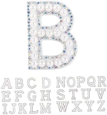 Haowul Excquisite Pearl Iron Letter Applique 26 PCS Rhinestone Iron บนตัวอักษรตัวอักษรเย็บบนแพทช์สำหรับเสื้อผ้า