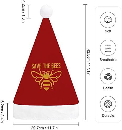 Save the Bees Christmas Hat Soft Plush Cap Funny Beanie สำหรับคริสต์มาสปีใหม่ปาร์ตี้เทศกาล