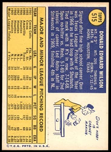 1970 Topps 515 Don Wilson Houston Astros ex Astros