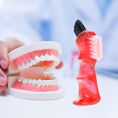 Healeved 3PCS ฟันปลอมแปรงพลาสติกคู่หัวแปรงฟันเท็จแปรงทำความสะอาดแปรงสำหรับการดูแลฟันปลอม