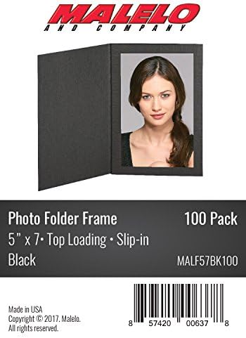 Malelo และ Company Black Cardboard Photo Folder Frame 5x7 - แพ็ค 100