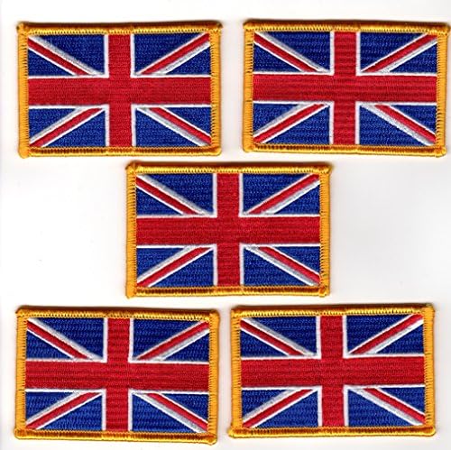 ธงชาติสหราชอาณาจักรปักปักทองคำชายแดน - 5 แพ็ค