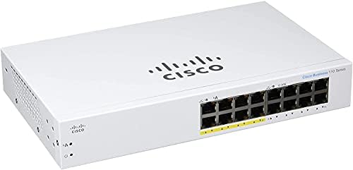 Cisco Business CBS110-16PP สวิตช์ที่ไม่มีการจัดการ, 16 Port GE & Startech.com 6U WALL MOANT NETWORK ชั้นวาง -