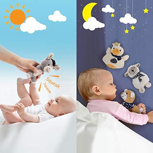 iplay, Ilearn Plush Baby Rattle Toys, ชุด Rattles สัตว์ที่มีฟาร์มอ่อนทารกแรกเกิด, การพัฒนาทางประสาทสัมผัสมือทารก,